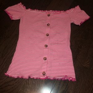 Aeropostale lettuce hem off the shoulder shirt